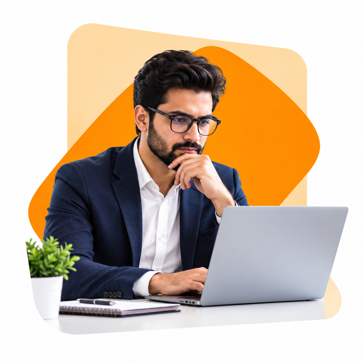 Thoughtful Professional at Laptop